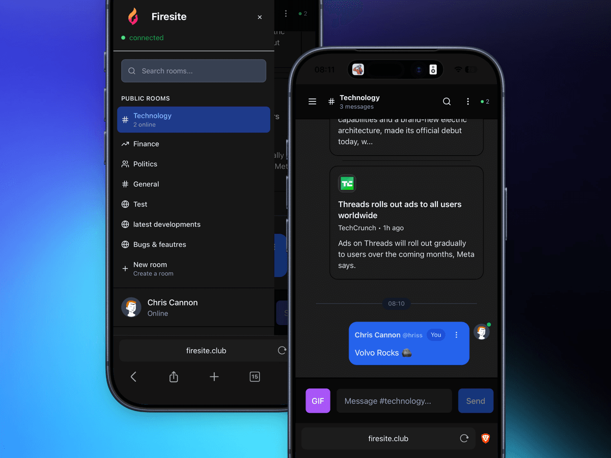 Firesite - A dead simple chat app preview