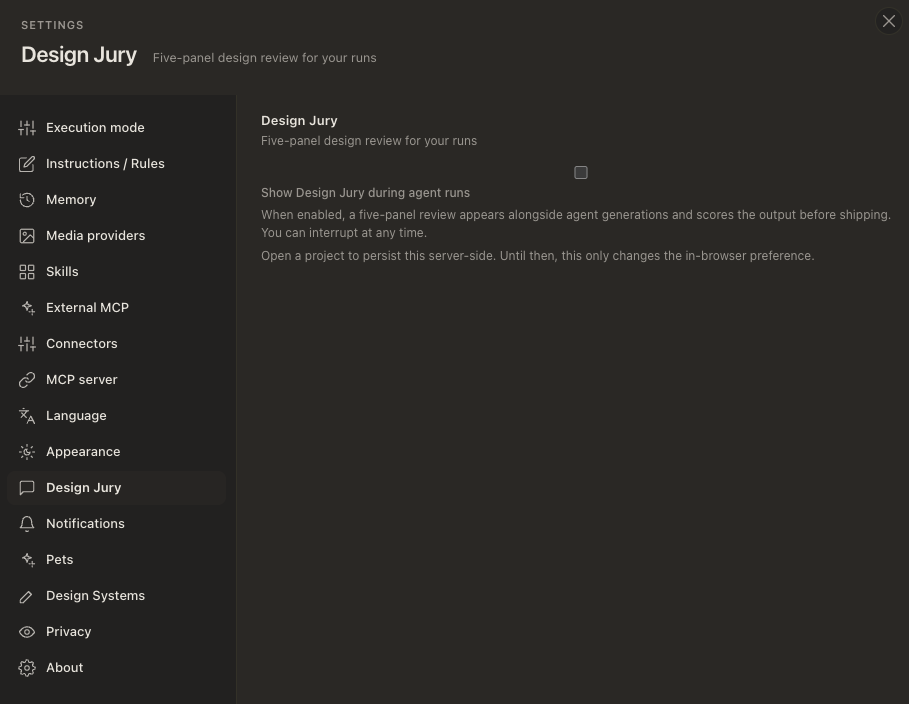 Screenshot of the desktop app OpenDesign